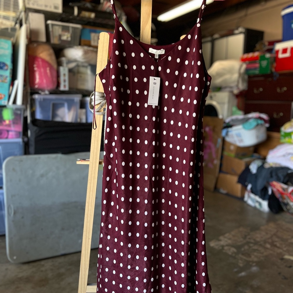 Polka Dot Burgundy Dress